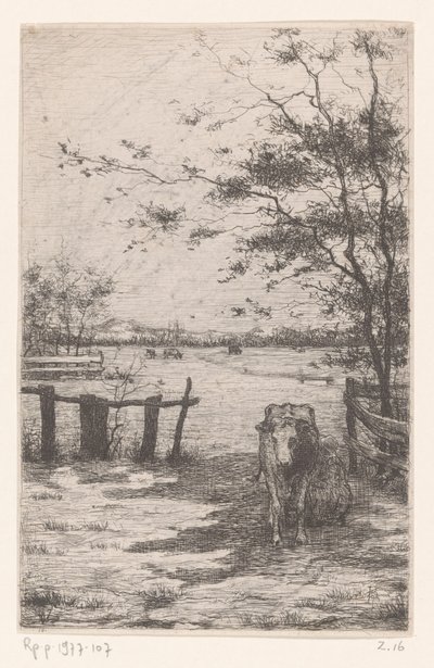Bir çayırda sağılan inek by Philip Zilcken