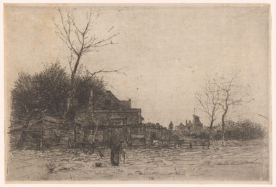 Bir çiftlikte bir alanda yaşlı kadın La Cabane by Philip Zilcken