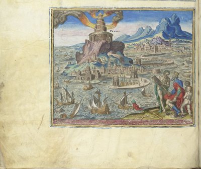 Dünyanın Sekizinci Harikası serisinden İskenderiye'deki Deniz Feneri, 1572 by Philipp Galle