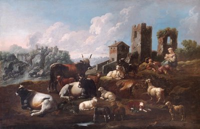 Çoban ve Sığır (tuval üzerine yağlıboya) by Philipp Peter called Rosa da Tivoli Roos