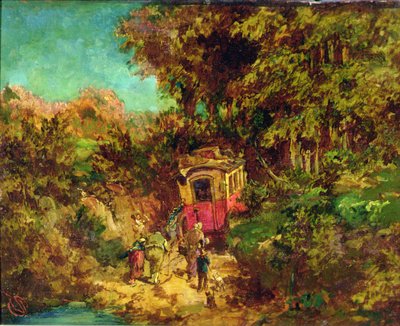 Vadideki Posta Arabası (panel üzerine yağlıboya) by Philipp Sporrer