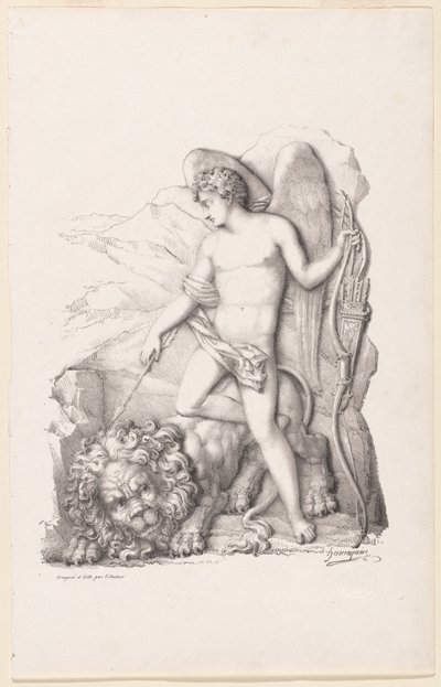 Aslanı Yenerek Aşkın Kişileştirilmesi by Philippe Auguste Hennequin