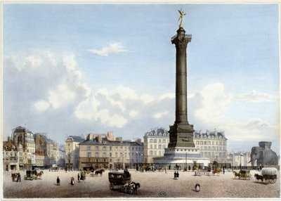 Column de Juillet à la Bastille - Jacottet ve Benoist tarafından tasarlanan “Paris ve çevresinde bir yürüyüş” içinde, c. 1840 by Philippe Benoist