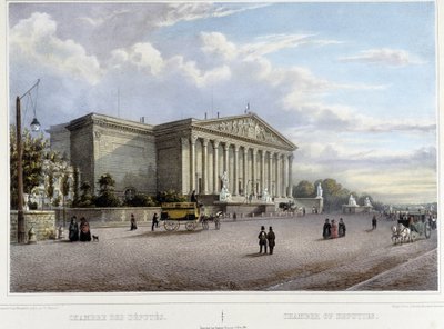 La Chambre des Deputes (Ulusal Meclis) - Jacottet ve Benoist tarafından tasarlanan “Paris ve çevresinde yürüyüş”te, c. 1840 by Philippe Benoist