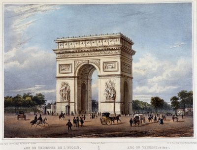 Arc de Triomphe - Jacottet ve Benoist tarafından tasarlanan “Paris ve çevresinde Yürüyüş”te, c. 1840 by Philippe Benoist