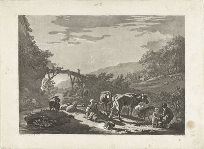Sütçü kız ve ahşap köprü ile manzara by Philippe Cardon