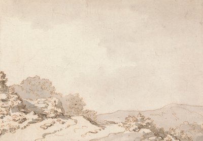 Bir Tepenin Üzerinde Bir Yol by Philippe Jacques de Loutherbourg