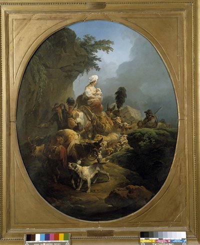 Kervan: Bir grup köylünün öküz, eşek, köpek, keçi ile yolculuğu by Philippe Jacques de Loutherbourg