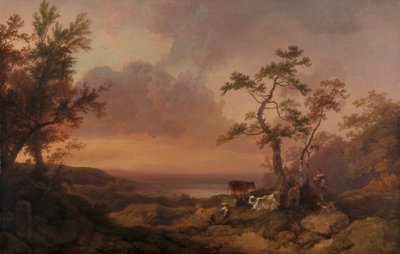 Sığır ve Köylü ile Manzara by Philippe Jacques de Loutherbourg