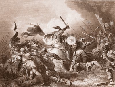 AH Payne tarafından kazınmış Hastings Savaşı by Philippe Jacques de Loutherbourg