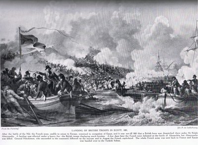 İngiliz Birliklerinin 1801'de Mısır'a Çıkarması, 'Hutchinson's History of the Nations'dan bir örnek by Philippe Jacques de Loutherbourg