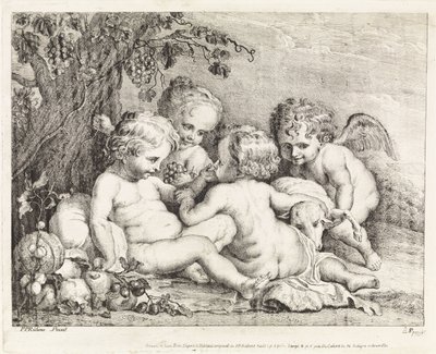 İsa, Vaftizci Yahya ve iki putti by Philippe Lambert Joseph Spruyt