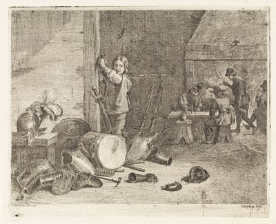 Bir davul ve zırh ile çocuk ile iç by Philippe Lambert Joseph Spruyt