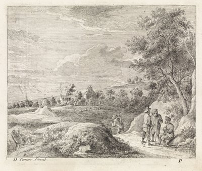 Dört yürüyüşçü ile manzara by Philippe Lambert Joseph Spruyt