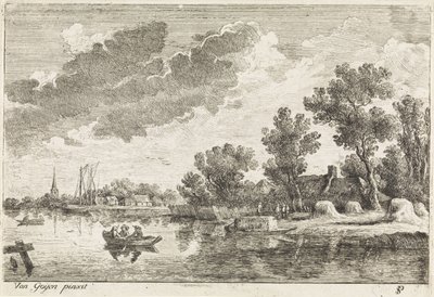 Kürekli tekne ile nehir manzarası by Philippe Lambert Joseph Spruyt