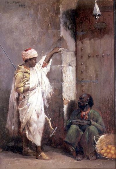 Bir savaşçı ile bir portakal satıcısı by Philippe Pavy