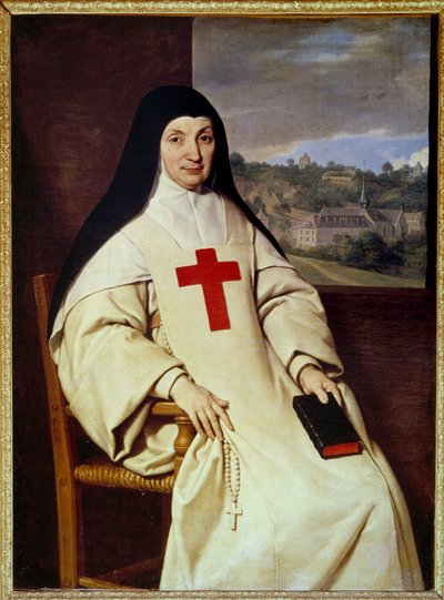 Angelique Arnauld Annenin Portresi Jacqueline Marie Arnauld dit Angelique Arnauld (1591-1661), Port Royal des champs (Port-Royal-des-Champs), Fransız Jansenism figürü”” Tablosu Philippe de Champaigne (1602-1674) by Philippe de Champaigne