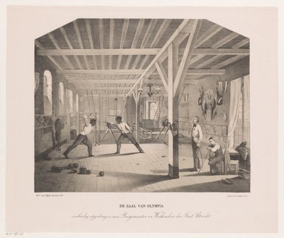 Olympia öğrenci topluluğunun eskrim ve jimnastik salonundan görünüm Olympia salonu (nesne üzerindeki başlık) by Philippus Anthonius Alexander Kanne