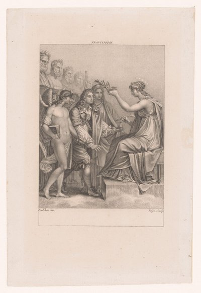 Apotheose van Jean Racine Dehası ve Melpomene onu Ölümsüzlüğe götürüyor by Philippus Velijn