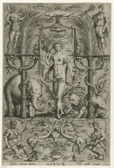 Afrika Afrika (nesne üzerindeki başlık) Dört kıta (dizi adı) by Philips Galle (attributed to workshop of)