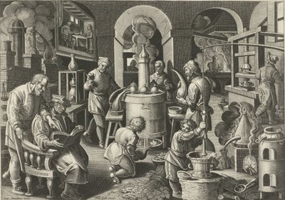 Damıtma Yeni icatlar ve keşifler (dizi başlığı) Nova Reperta (dizi başlığı) by Philips Galle (attributed to workshop of)