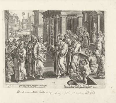 Pavlus büyücü Elymas ile tartışıyor Elçilerin İşleri (dizi başlığı) Acta Apostolorum (dizi adı) by Philips Galle (possibly)