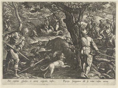 Berenjacht Jachttaferelen (dizi adı) Her türlü avcılık, avcılık ve balık tutmayı içerir (seri başlığı) by Philips Galle