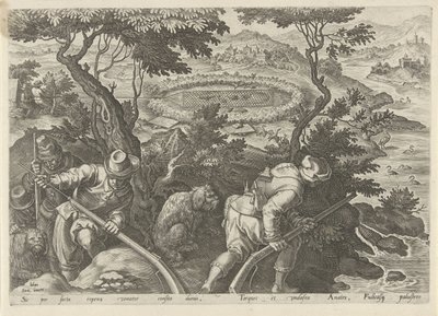 Eendenjacht Jachttaferelen (dizi adı) Her türlü avcılık, avcılık ve balık tutmayı içerir (seri başlığı) by Philips Galle