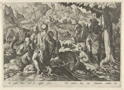 Jacht op berggeiten Jachttaferelen (dizi başlığı) Her türlü avcılığın, kuş gözlemciliğinin ve balıkçılığın yapıldığı by Philips Galle