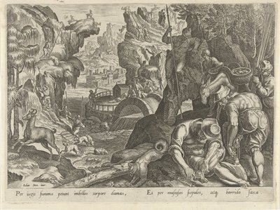 Jacht op gemzen Jachttaferelen (dizi adı) Her türlü avcılık, avcılık ve balık tutmayı içerir (seri başlığı) by Philips Galle