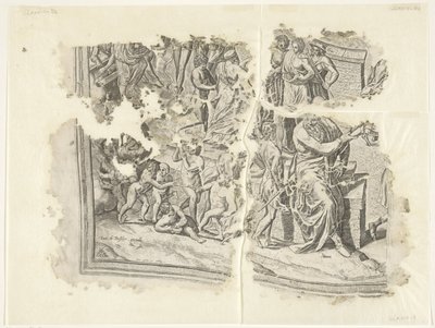 Cebes Tabula Cebetis Carta Vitae tarafından sahnenin bir baskısının sol alt köşesi (orijinal başlık) by Philips Galle