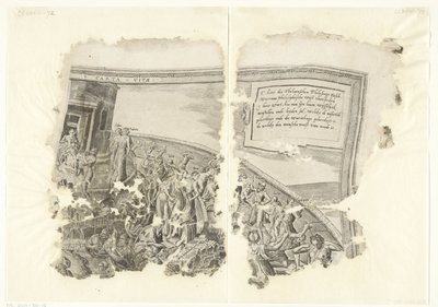 Cebes Tabula Cebetis Carta Vitae'nin sahnesinin sağ üst köşesi (nesnedeki başlık) by Philips Galle