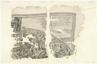 Cebes Tabula Cebetis Carta Vitae'nin sahnesinin sağ üst köşesi (nesnedeki başlık) by Philips Galle