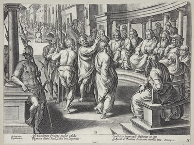 Aziz Paulus baş rahiplerin huzurunda by Philips Galle