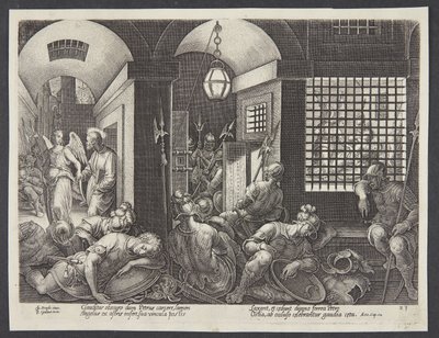 Aziz Peter, melek tarafından hapishaneden kurtarıldı by Philips Galle