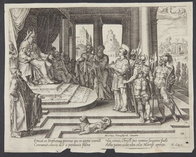 Aziz Stephen, baş rahip ve konseyin huzurunda by Philips Galle