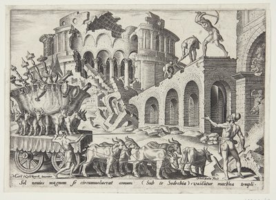 Tapınak hazinelerini taşıyan Keldaniler by Philips Galle