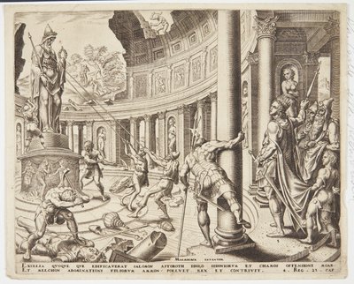 Ashtoreth, Chemosh ve Milcom tapınağının yıkımı by Philips Galle
