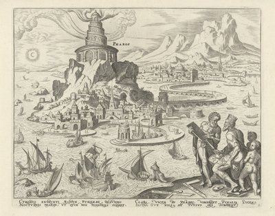 İskenderiye Deniz Feneri Pharos (nesne üzerindeki başlık) Dünyanın Sekiz Harikası (dizi adı) by Philips Galle