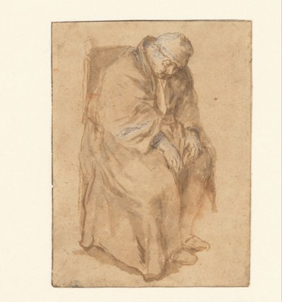 Joost van den Vondel, bir sandalyede uyuyor by Philips Koninck