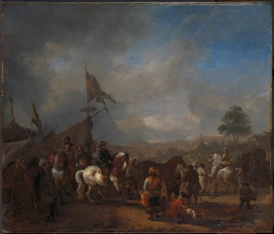 Bir Ordu Kampı yakınında bir At Fuarı by Philips Wouwerman