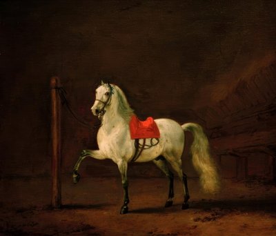 Ahırda beyaz bir at by Philips Wouwerman