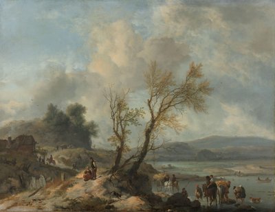 Bir Nehrin Yanında Kumlu Yol ile Manzara by Philips Wouwerman