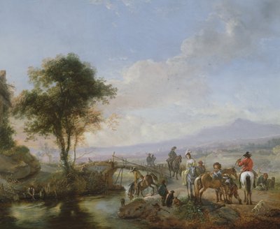 Bir Hawking Partisi (bakır üzerine yağ) by Philips Wouwerman