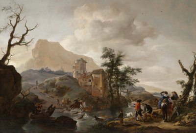 Nehirde Geyik Avı, c.1650-1655 by Philips Wouwerman