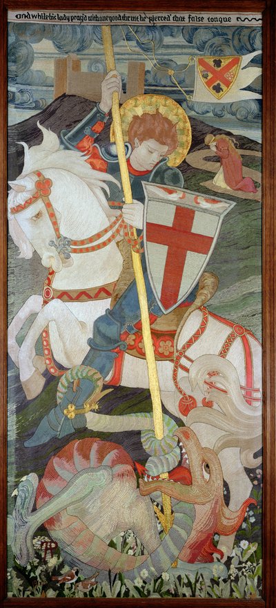 Aziz George Ejderhayı Öldürüyor, Una Arka Planda Dua Ediyor, 1904 (nakış) (ayrıca bkz. 141949 ve 51) by Phoebe Anna Traquair