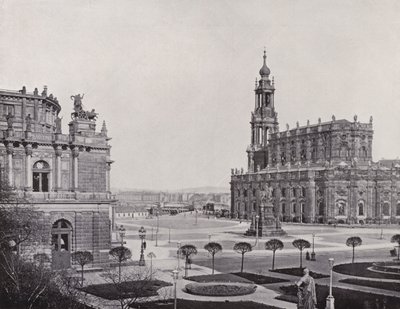Blick vom Zwingerwall auf den Theaterplatz (b/w photo) by Photographer German