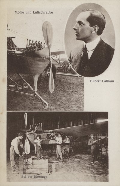 Fransız havacı Hubert Latham ve uçağı (s/b fotoğraf) by Photographer German