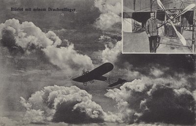 Fransız havacı Louis Bleriot ve tek kanatlı uçağı (s/b fotoğraf) by Photographer German