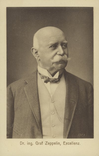 Graf Ferdinand von Zeppelin, Alman zeplin tasarımcısı ve kurucusu (s/b fotoğraf) by Photographer German